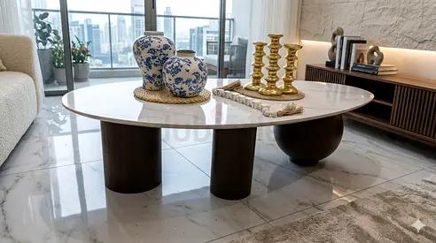 Elegant Oval Marble Coffee Table