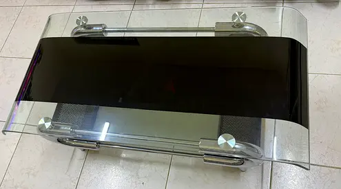 Glass top TV Stand with Metal Frame