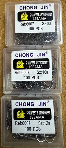 Fishing hook Chong Jin ISEAMA 8, 10, 12 No. 100 pcs box