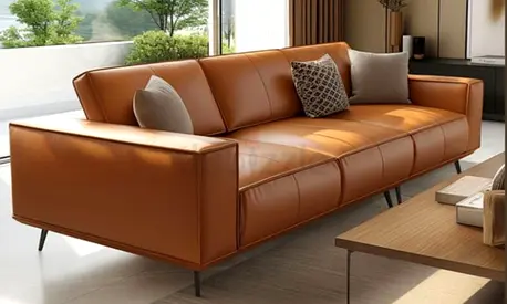 Brown colour leather 3 seater Sofa