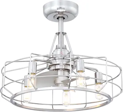 Archive 24 inch Indoor/Outdoor Ceiling Fan with LED Bulb Light Kit - Brushed Nickel Gray Blades