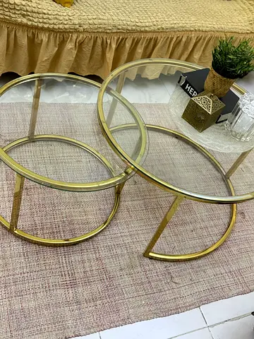 2 gold coffee tables