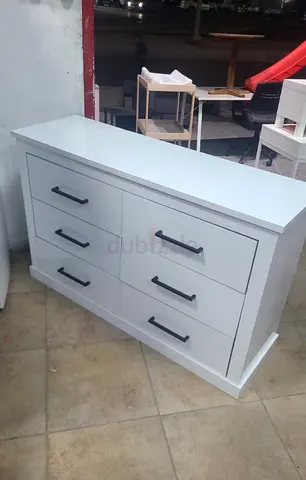 Modern White Dresser with Six Drawers