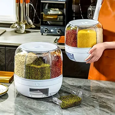 360° Rotating Grain Container – Easy Kitchen Storage – Ajman