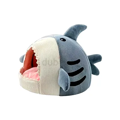 Cozy Shark Shaped Pet Bed – Cute Cave House for Cats  Small Dogs Washable | Ajman