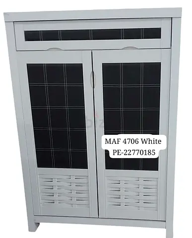 Stylish White Cabinet with Glass Panels