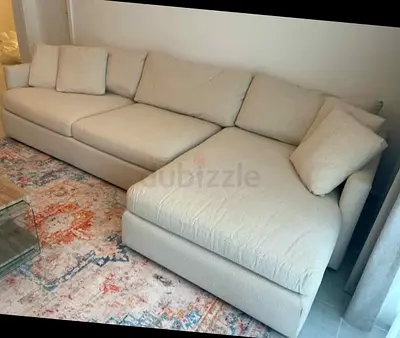 Cratebarrel L Shape Sofa Beige Good Condition like a brand New