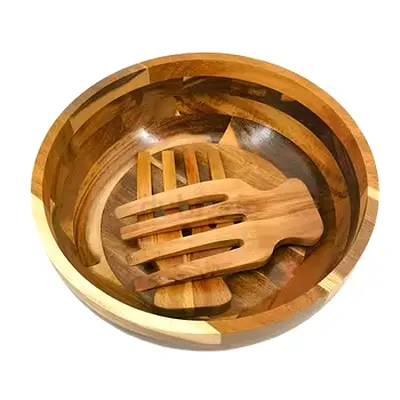 Brand New wooden salad bowl with serving set