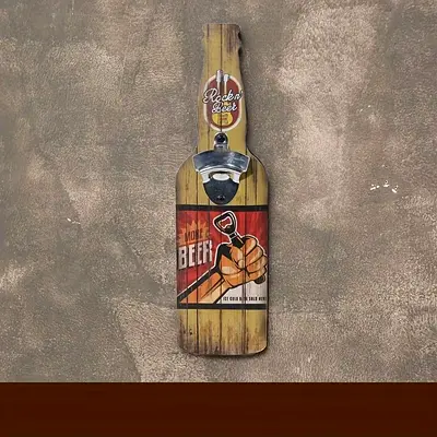 Vintage Wooden Wall-Mounted Bottle Opener