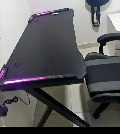 Modern Gaming Desk with LED Lighting