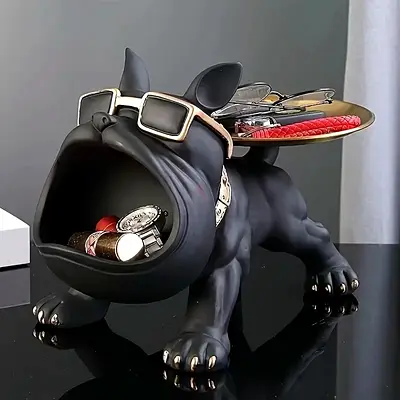 Bulldog Storage Figurine with Big Mouth