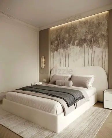 Stylish Modern Bed with Soft Upholstery