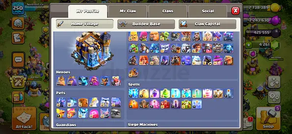 Clash of Clans Game Account with Heroes and Spells
