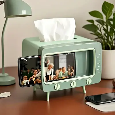 Vintage TV Tissue Box + Phone Holder – Super Cute Multifunctional – Ajman Local
