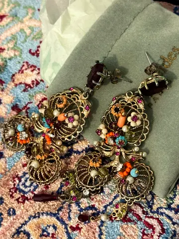 Les Nereides earrings filigree stones Les Nereides multicolor metal earrings French