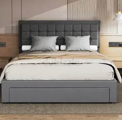 Box tufted headboard queen linen storage bed