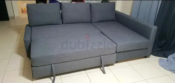 Ikea L Shape Sofa cum bed with big storage in L