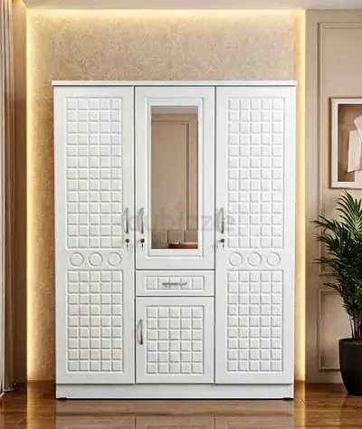 Stylish White Wardrobe with Mirror