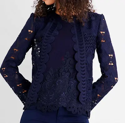 Ted Baker lace navy top with jacket size 3 (uk 12) Brand new