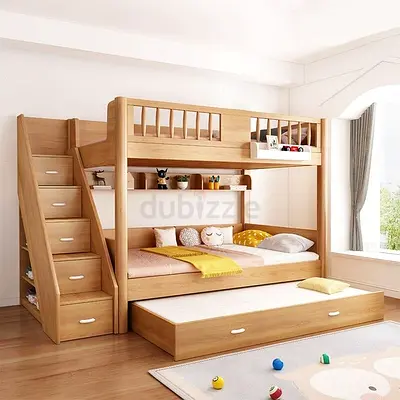 Wooden Bunk Bed and Storage Drawers
