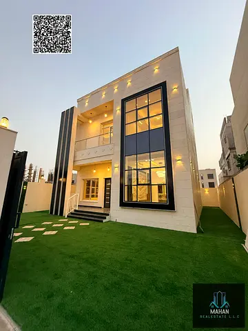 Villa for sale, corner unit, 4 bedrooms, super deluxe finishing, attractive price, near Sheikh Mohammed Bin Zayed Road