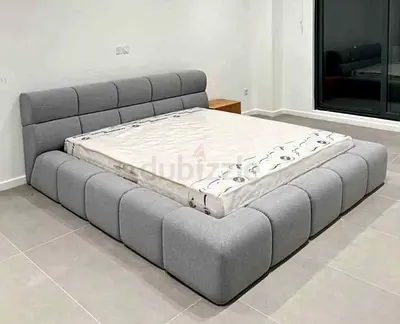 Modern Grey Bed with Mattress