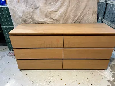 Modern Wooden Dresser with Six Drawers