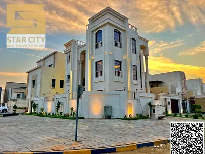 فيلا كلاسيكية فاخرة للبيع في الزاهية – عجمان | 3 طوابق + روف – مسبح – Smart Home – شامل رسوم التسجيل والتمليك