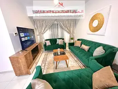For monthly rent - fully furnished two-bedroom apartment - Sharjah - Muwailih - Al Zahia - with inte