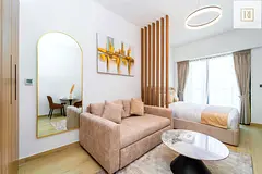 Brand New Modern Studio | Queen Bed &amp; Sofa Bed | Balcony with Green Views | Pool &amp; Gym | JVC
