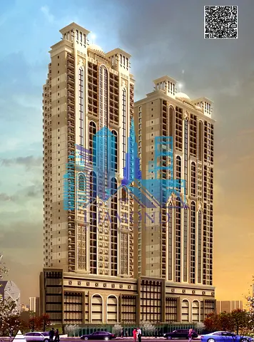 للبيع غرفتين وصاله مفروشة  تملك حرلجميع الجنسيات بدفعه اولى 5 % وأقساط  لمدة 7 سنوات  في ابراج براجيل عجمان .