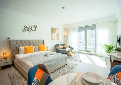 Trendy Studio With Balcony In The Heart of Dubai| Free full cleaning service