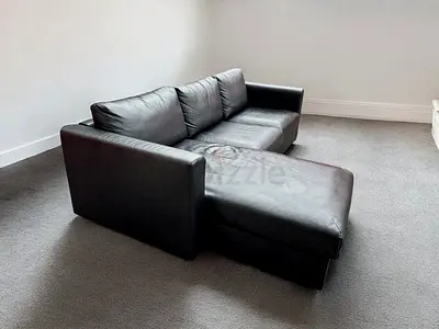 IKEA vimle black leather L Shape sofa bed with mattress