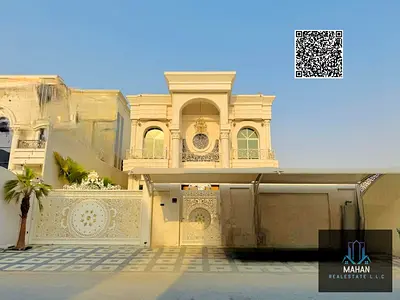 A luxurious classic villa for sale with an elegant design resembling a miniature palace, combining royal luxury with spacious areas that give a feeling of sophistication and comfort.