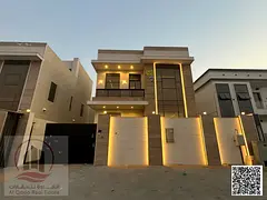 Villa for sale in Al Zahya area, Ajman, elegant design, prime location, including registration fees,