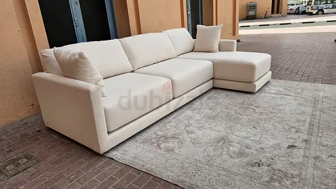 Crategbarrel L Shape Sofa Beige Good Condition