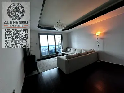 1BR apartment in Ajman Corniche Towers with full sea & city view. 1,336 sq ft, rented 43K yearly. Price AED 680K cash. No parking