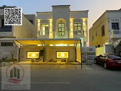 Villa for sale in Al Amrah area, Ajman. Classic design, ground floor, first floor, and roof. Price i