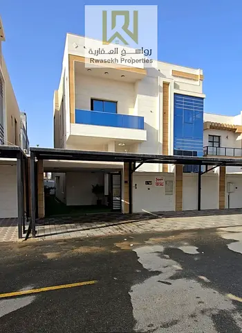 Villa for Sale in Ajman Modern Zahia Area   Villa Two Floors with Electricity and Air Conditioners   5Master Rooms, Salah, Council, Kitchen, and Maid