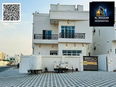 Seize the opportunity and own a luxurious villa with a rooftop terrace in Ajman. First occupancy, freehold ownership, central air conditioning, custom