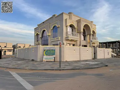 Corner villa for sale in Ajman, unique design with swimming pool, registration fees included | Furnished