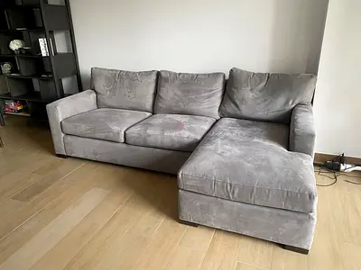 Crate and Barrel axis feather filled sectional sofa