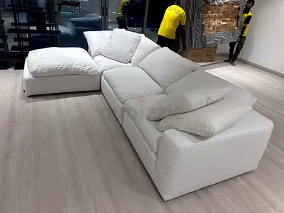 Marian Home Luscious Ferther Filled L Shape Sofa with footstool