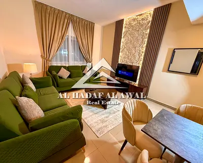 One bedroom and living room first tenant in Al Majaz 3 facing Al Safya Park prime quiet location modern finishing practical layout suitable for single