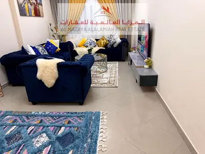 Fully furnished 3-bedroom apartment with a living room in Al Taawun, near Sharjah Corniche, available for monthly rent.