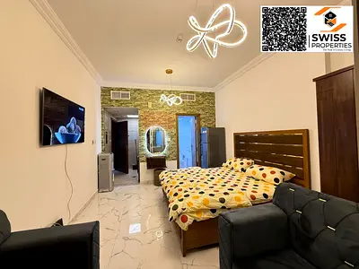 Sea vie studio apartment, for Monthly rent in Ajman, Al Rashidiya area, Oasis Towers, with gym and swimming pool