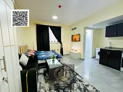 Furnished studio apartment with new furniture for rent in Ajman Corniche
