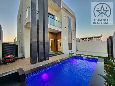 High-end finished villa, first occupancy, spacious rooms with a swimming pool