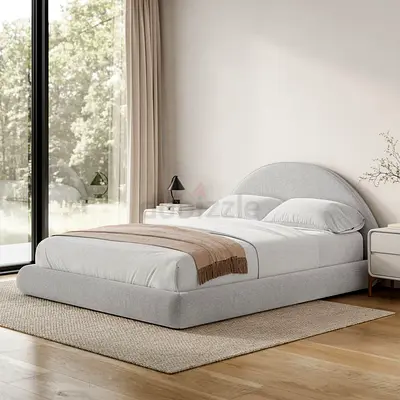 Brand New Modern Grey Bed Frame with Integrated Headboard