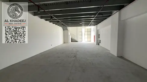 Spacious warehouses for annual rent in Al Jurf Industrial, Ajman, with 3,000 sq.ft., mezzanine, 30 kW electricity, ideal for storage or commercial use